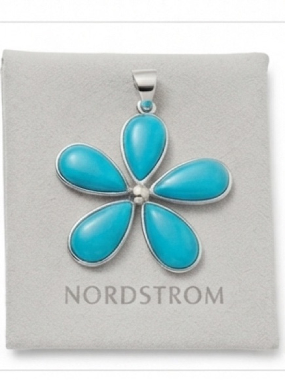 Turquoise Flower Petal Pendant Necklace - Women Jewelry